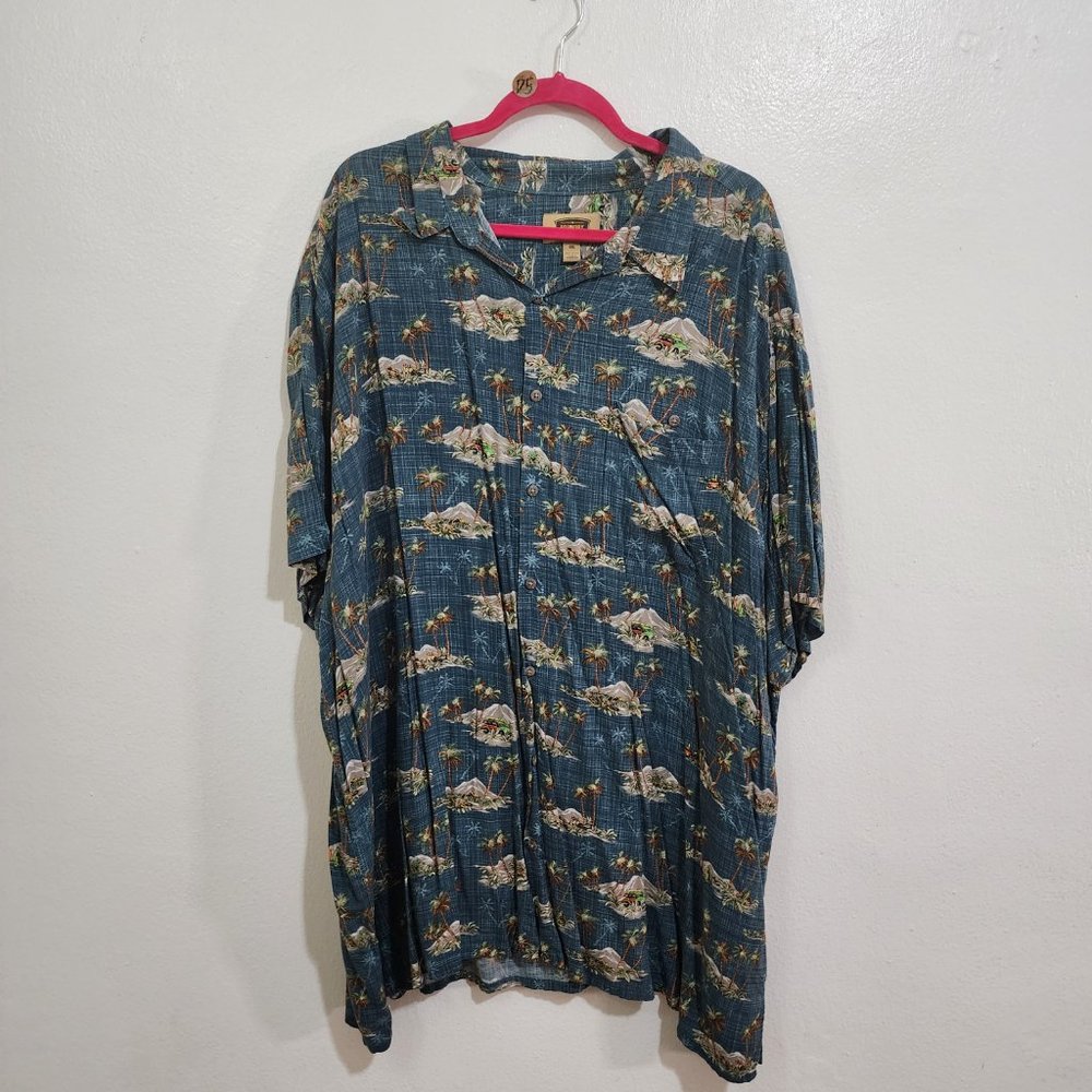 The Foundry Supply Co. Hawaiian Palm Tree Tropical Button Down Shirt Size 4X Men